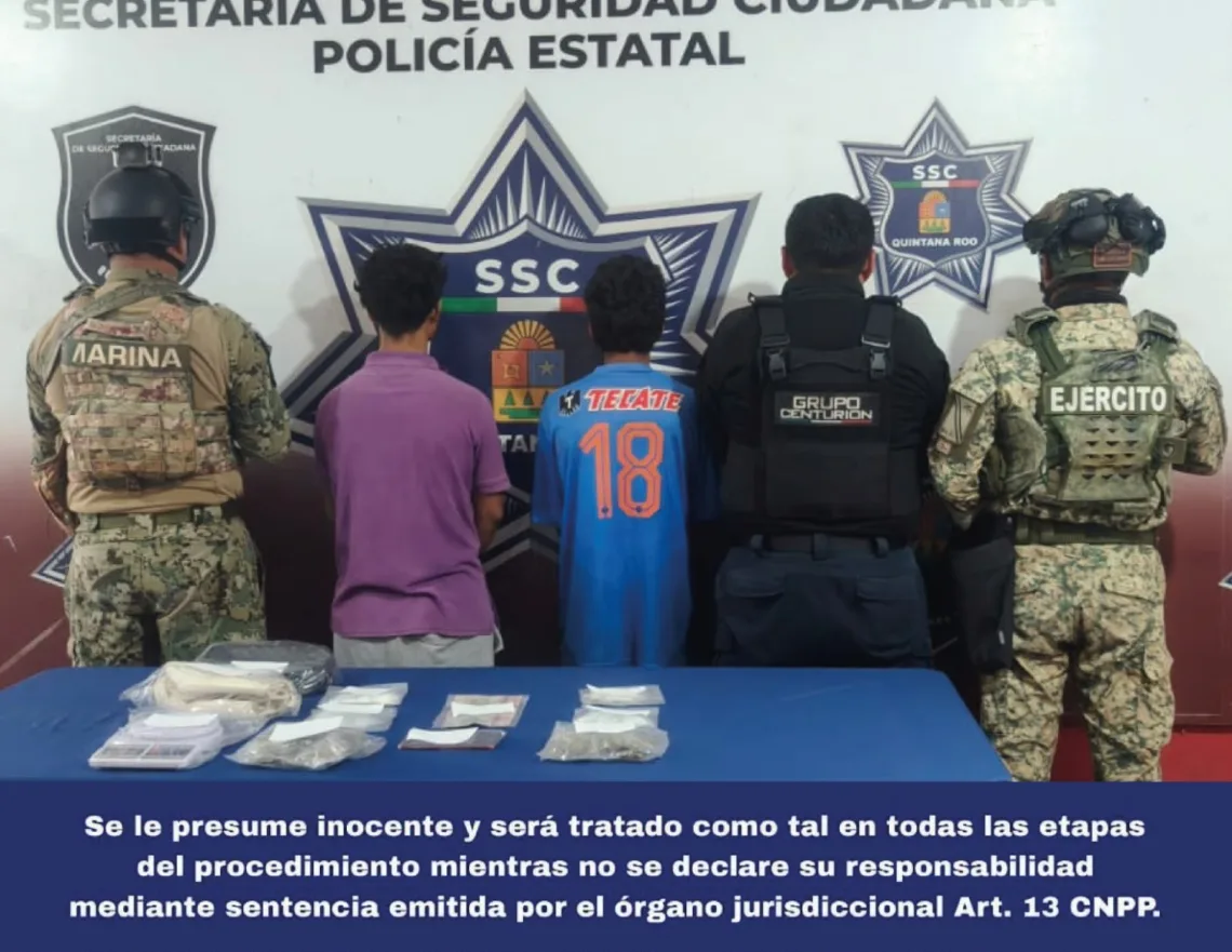 En Cancún detienen a dos adolescentes con más de 150 dosis de presuntas drogas