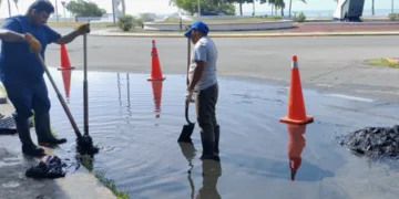Protección Civil limpia alcantarillas por basura en calles de Chetumal