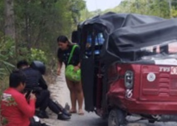Mototaxi vuelca en Arco Norte y deja lesionado en Cancún