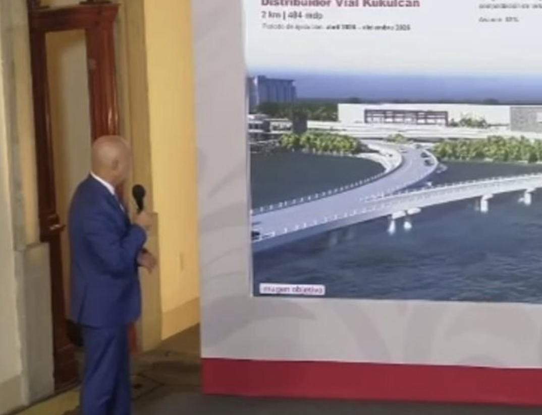 Distribuidor vial Kukulcán tiene 57% de avance, dice SICT