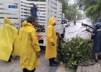 Puerto Morelos atiende encharcamientos con más de 50 trabajadores