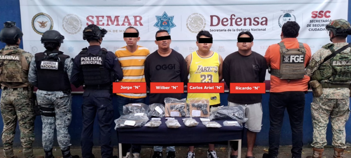Detienen a cuatro hombres por robos a comercios en Cancún