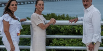 Sheinbaum y Mara Lezama supervisan el distribuidor Kukulcán en Cancún