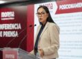 Ariadna Montiel Reyes, presidenta nacional de Morena, en conferencia de prensa