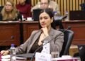 Blanca Yassahara Cruz García, presidenta provisional del INE, en sesión del Consejo General