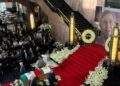 Féretro de Cuauhtémoc Cárdenas en el vestíbulo del Palacio de Bellas Artes durante su homenaje de cuerpo presente