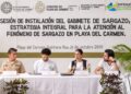 Estefanía Mercado encabeza la instalación del Gabinete de Atención al Sargazo en Playa del Carmen junto a Fonatur y Semar