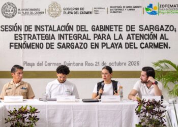 Estefanía Mercado encabeza la instalación del Gabinete de Atención al Sargazo en Playa del Carmen junto a Fonatur y Semar