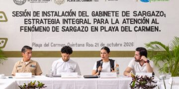 Estefanía Mercado encabeza la instalación del Gabinete de Atención al Sargazo en Playa del Carmen junto a Fonatur y Semar
