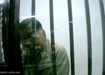 Mario Marín Torres, exgobernador de Puebla, detrás de las rejas del Cefereso No. 1 del Altiplano durante la audiencia por la tortura a Lydia Cacho