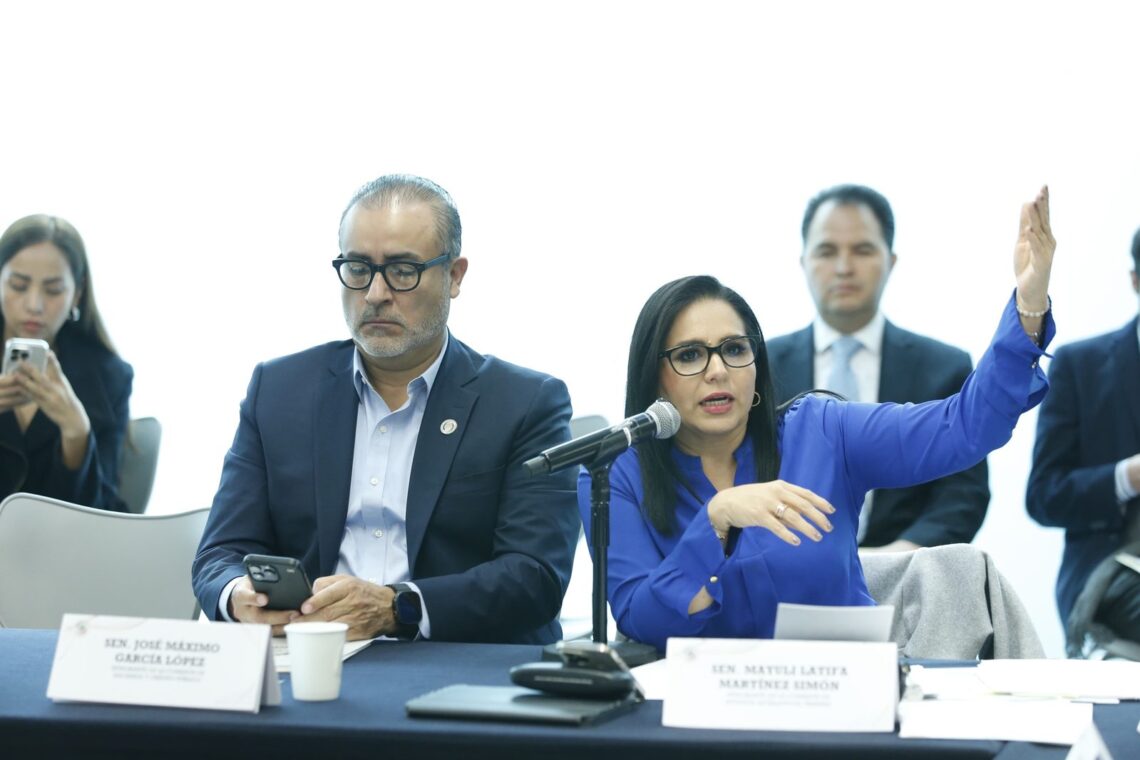 La senadora Mayuli Martínez Simón interviene en la reunión de Comisiones Unidas de Hacienda y Estudios Legislativos del Senado