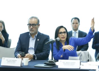 La senadora Mayuli Martínez Simón interviene en la reunión de Comisiones Unidas de Hacienda y Estudios Legislativos del Senado