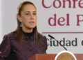 La presidenta Claudia Sheinbaum durante la Conferencia del Pueblo en Palacio Nacional