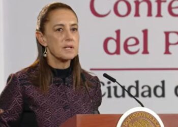 La presidenta Claudia Sheinbaum durante la Conferencia del Pueblo en Palacio Nacional