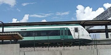 Convoy del Tren Maya en una estación de Quintana Roo.